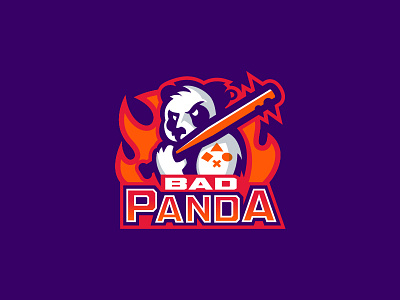 Bad Panda angry badge cartoon character cyber flame game hooligan illustration logo panda playstation russia sport