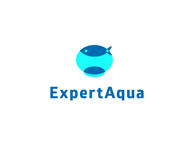 Expert Aqua ver. 2 aqua aquarium blue character expert fish glass logo mark minimal mosaic negative space russia vector water