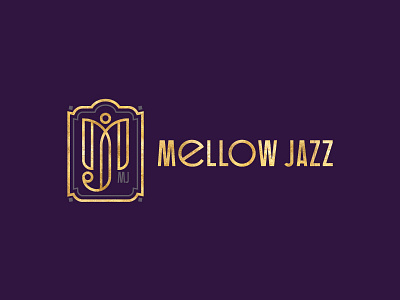 Mellow Jazz artnouveau design duet frame gold jazz logo mark modern monogram music retro russia vintage