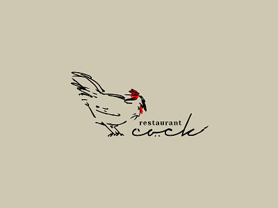 Cock restaurant calligraphy chiken cock design food illustration ink logo mark pen restaurant rooster russia scallop scketch