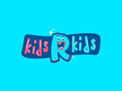 Kids'R'Kids ver.4 blue cartoon character children funny kids lettering logo mascot monster ribbon type