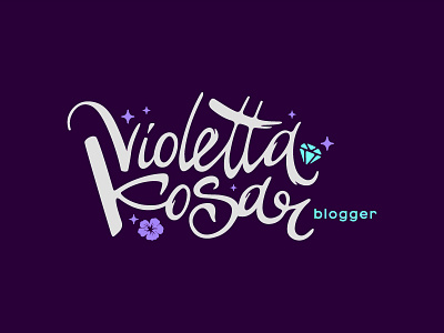 Violet blogger calligraphy crystal diamond girl lettering logo stars violet