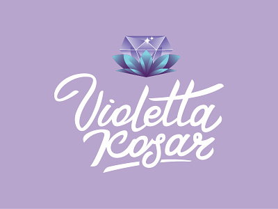 Violet ver.2 color crystal diamond flower girl glass lettering star transparent violet