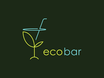 Eco Bar bar cafe design eco ecology glass green logo minimal sprout tube