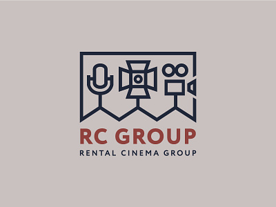 RC Group camera cinema design light lineart logo microphone minimal oneline rent rental russia