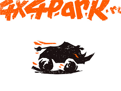Offroad park 4x4 animal design engrave grunge illustration lettering logo mark offroad park rhino russia safari