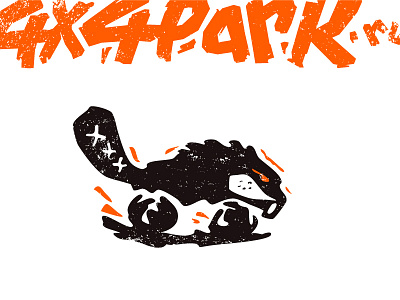 Offroad park animal beaver design engrave grunge illustration lettering logo mark offroad park russia