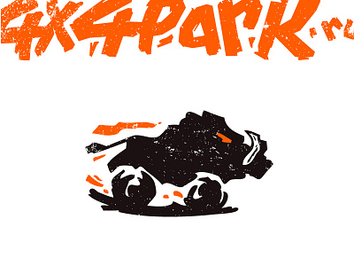 Offroad park animal board car design engrave grunge illustration lettering logo mark offroad park pig russia wild