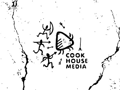 Cook House Media arrow button cave cook design food history hunt hunting illustration kitchen logo mark motion play rock symbol video