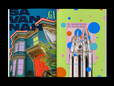 Savannah, GA colorful design editorial illustration layout photography travel typography