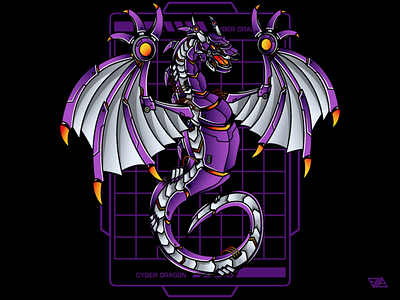 Cyber Dragon cyborg design dragon flat illustration print purple robot tee tshirt vector
