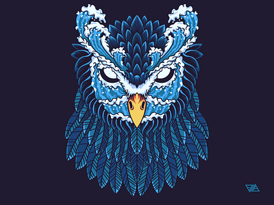 Wave Pattern Owl animal artwork bird branding design digital icon illustration logo mask owl tshirt ui vector