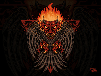 Demon Bird animal apparel art artwork bird branding demon design evil fire graphic illustration logo mask merchandise ornament owl pattern tshirt vector