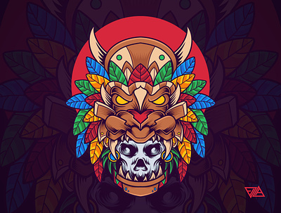 Skull Mask animal apparel art branding culture design floral flower hawaiian illustration lion logo motive ornament poster skull tattoo traditional tshirt vector