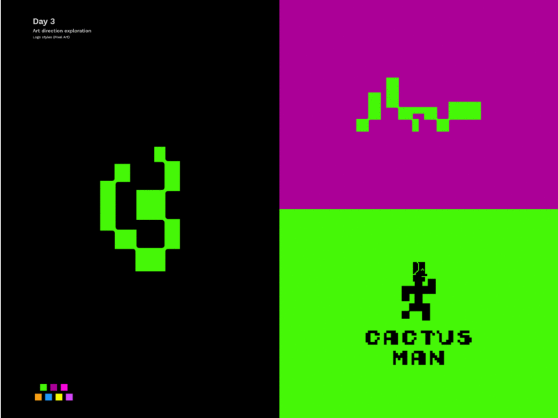 Day 3 (Pixel Art) animation black branding cactus graphic design logo logos motion graphics pixelart pixels