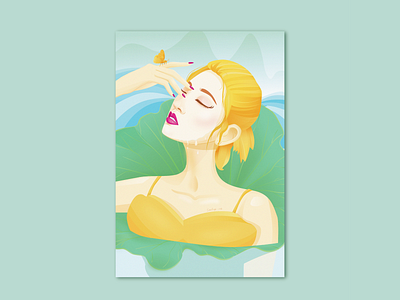 Girl in water illustration