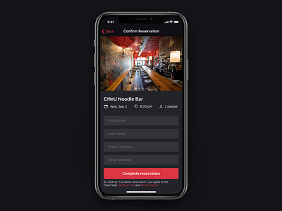 Daily ui 054 - Confirm reservation 054 confirm reservation daily ui opentable