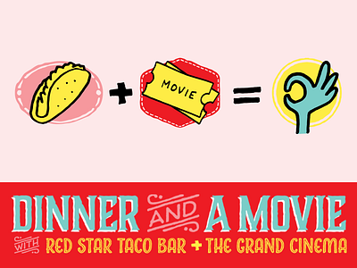 dinner & a movie illustration movies tacos