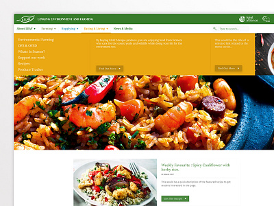 LEAF Menu detail homepage interface menu navigation ui ux web design website