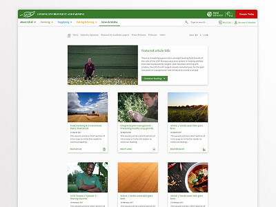 LEAF News page blog homepage interface ui ux web design website