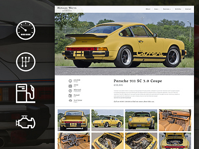Howard Watts Car page gallery homepage icons interface ui ux web design website