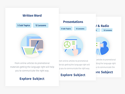 Topic Card experiments V.2 app card education icon illustrations interface mobile sketch ui ux vector website