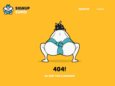 Awkward Sumo Butt - SignUpSumo's 404 404 assembly butt illustration japan sumo sumo wrestler web design wrestler