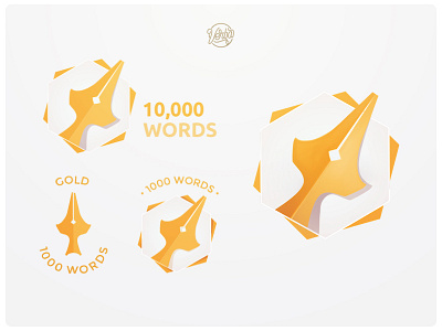 Verba Golden Badges award badge game gamification gold icon ink motivation pen pen nib reward writing