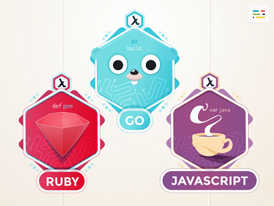 Lambda Code Badges badge badges code coding game gamification icon iphone app language level ruby tech