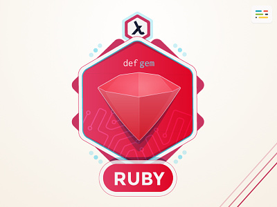 Ruby Badge for Lambda badge badges code coding game gamification icon iphone app language level ruby tech