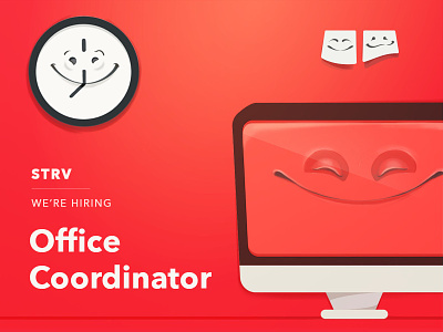 We're Hiring character clock face faces grin hiring job mac office post it note smile work