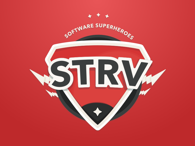 Software Superheroes - STRV's New Shirt Swag badge branding crest electric emblem lightning mark shirt shirt design software superhero tshirt