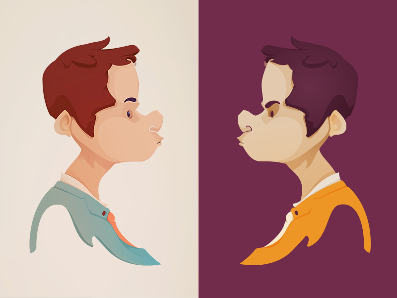 Face-Off character character design duel face off man opposites pair pairing portrait vectors