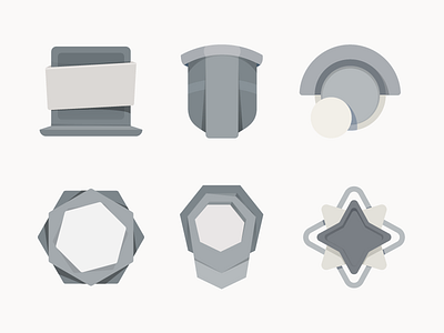 Badge Experiments Uno badge badges composition experiment geometric greyscale layout playing process shadows test values