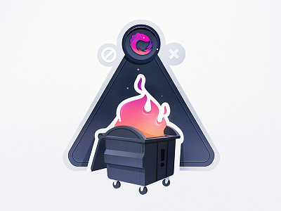 Dumpster Fire! badge burn code coding dumpster error fire flames mistakes problem rxjs trash