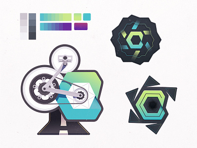 Cycle.js Castoffs badge bicycle code coding cycle developers drafts gears javascript process spin wheel