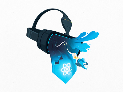 Building VR with React clouds code coding course developers explosion goggles headset react spaceship virtual reality vr