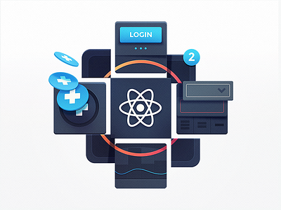 Advanced React Patterns add badge button coding course dropdown education flying menu notification programming react