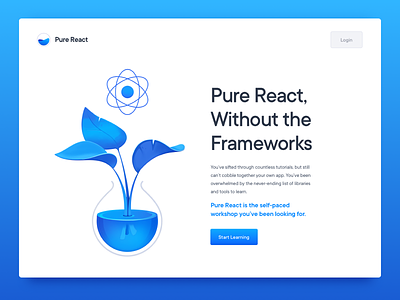 Pure React Lander beaker code coding course developers education glass landing page leaves plant programming react science workshop