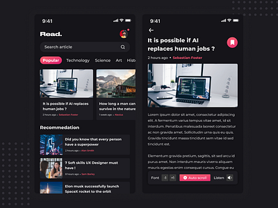 Reading App Design application apps design figma gradient ios mobile ui ux