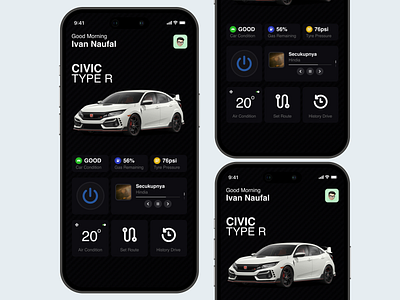 Car System 3d aesthetic application apps branding car design engine illustration ios minimalist mobile modern prototype system ui ux