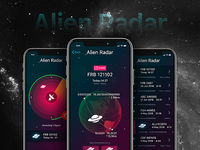 Alien Radar alien aplication iphone iphone x radar ufo ux visual design