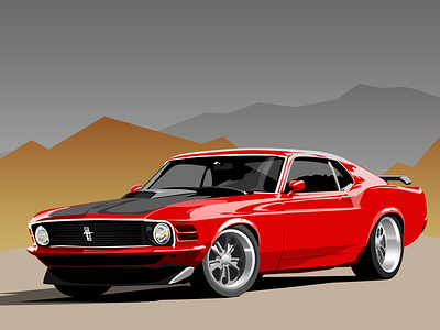 1970 Mustang automotive ford mustang illustation photoshop