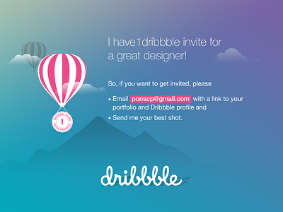 Dribbble Invite baloon desig designer dribbbble dribbble invite hotairballoon photoshop poster visual design