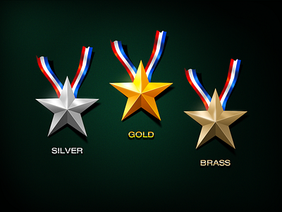 star art brass design glossy gold golden illustration medal medals metal metallic photoshop silver star stars ux vector visual design