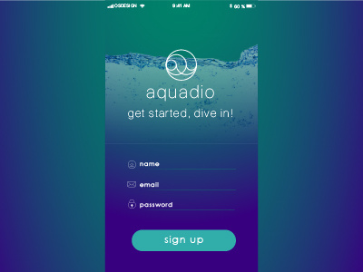 Daily UI: 01 - Sign Up Menu: Aquadio Music App