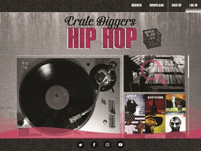 Daily UI: 03 - Crate Diggers Hip Hop Landing Site adobe design illustrator landing typography we web