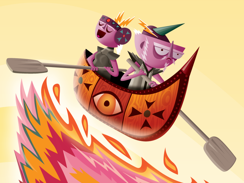Middle V phoenix vector illustration boat tribe