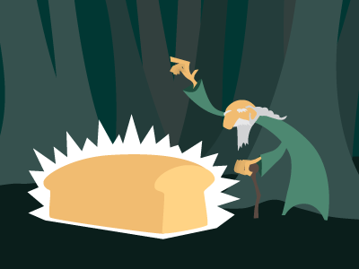 A Loaf V1 fairy tales forest illustration loaf of bread magic old man vector
