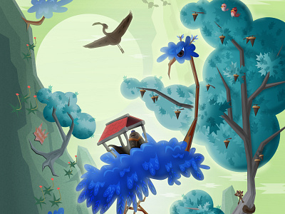 Dark Star adobe illustrator birds illustration nature surreal trees vector vector art wild animals wilderness